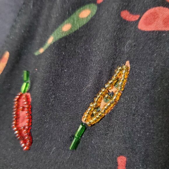 Vintage Bop Beaded Chilli Pepper Vest Size 1X Plus 90s Grunge Womens - Picture 3 of 5